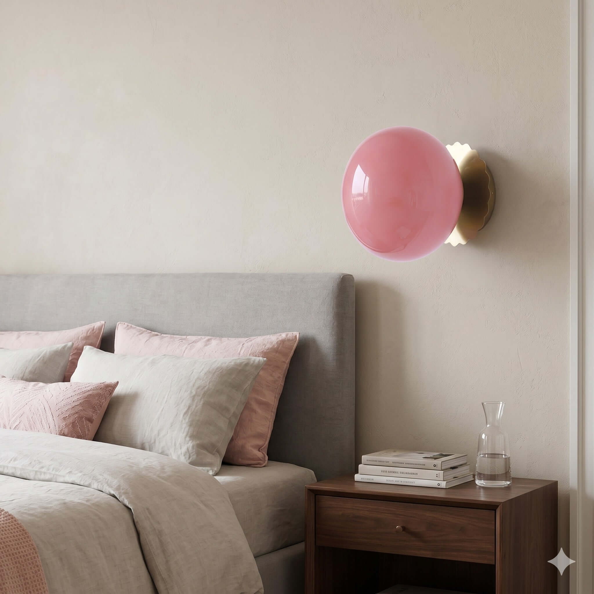 Marshmallow Glass Wall Sconce – Vintage Pink & Pastel Bedroom Light