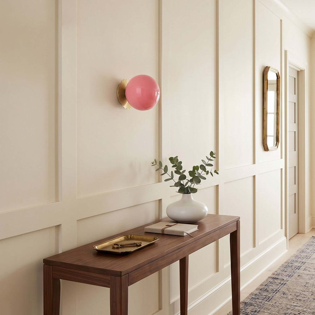 Marshmallow Glass Wall Sconce – Vintage Pink & Pastel Bedroom Light