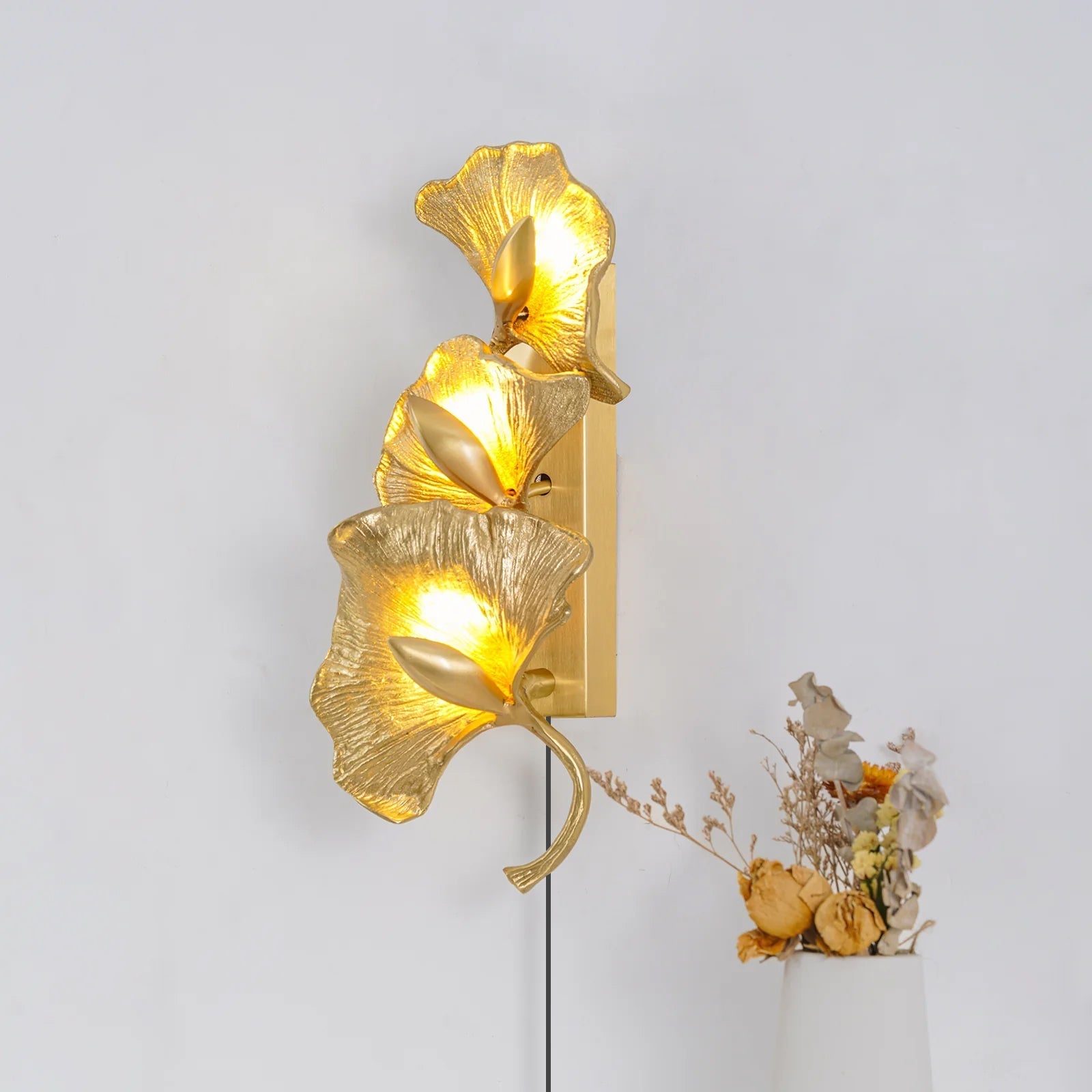Ginkgo Leaf Plug In Wall Lamp