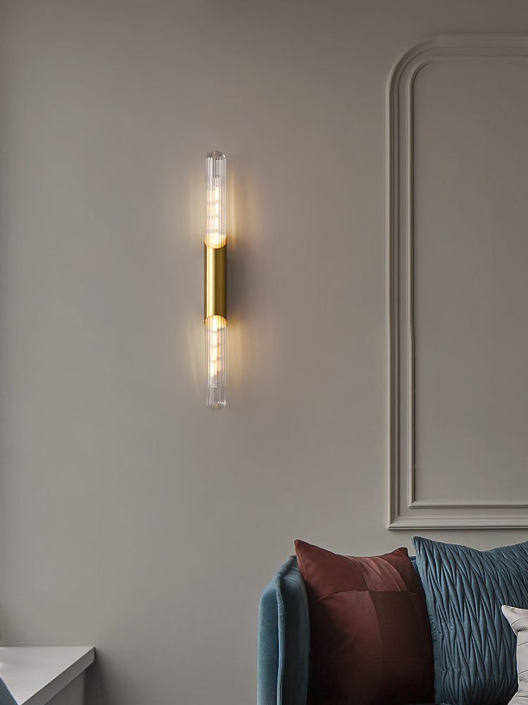Glass Tubular Brass Wall Sconce