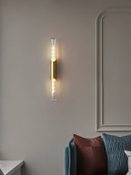 Glass Tubular Brass Wall Sconce
