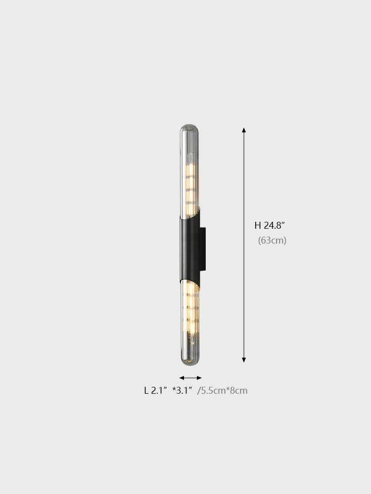 Glass Tubular Brass Wall Sconce