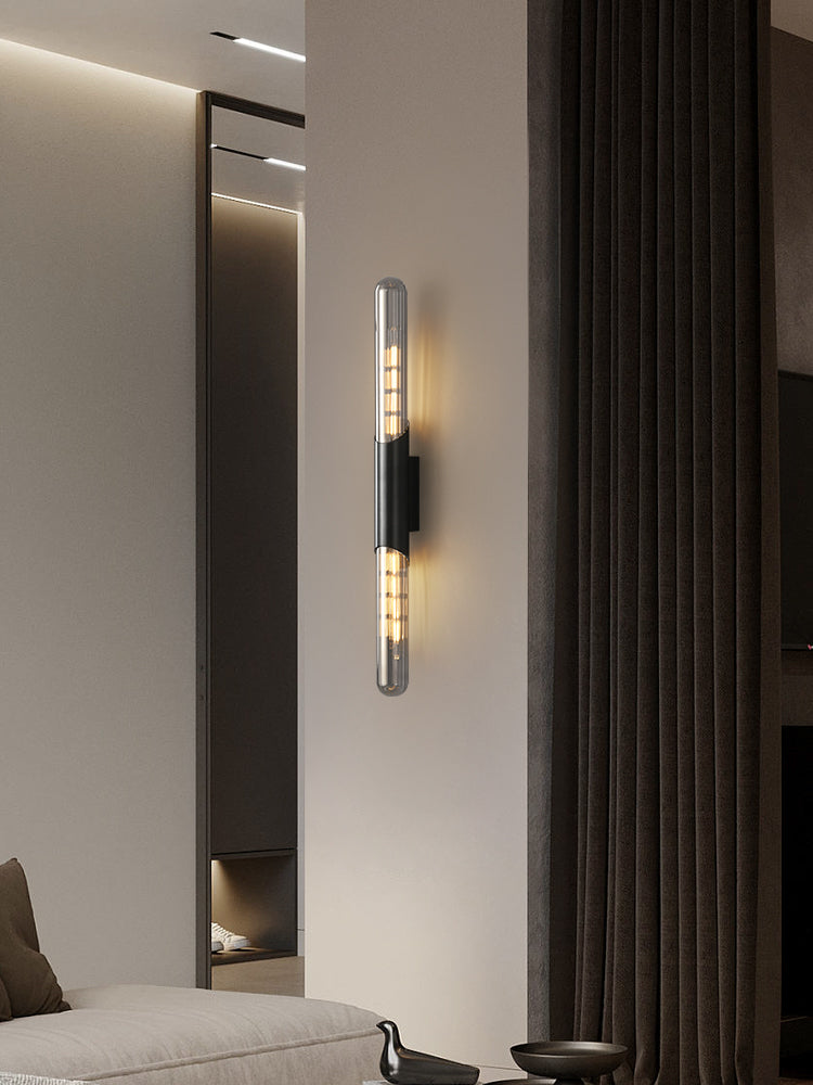 Glass Tubular Brass Wall Sconce