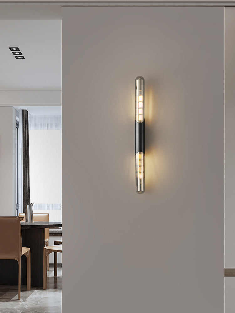 Glass Tubular Brass Wall Sconce