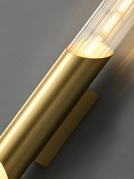Glass Tubular Brass Wall Sconce