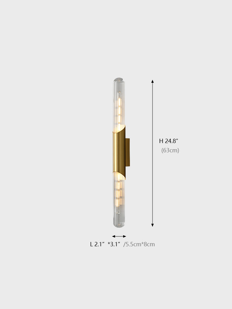 Glass Tubular Brass Wall Sconce