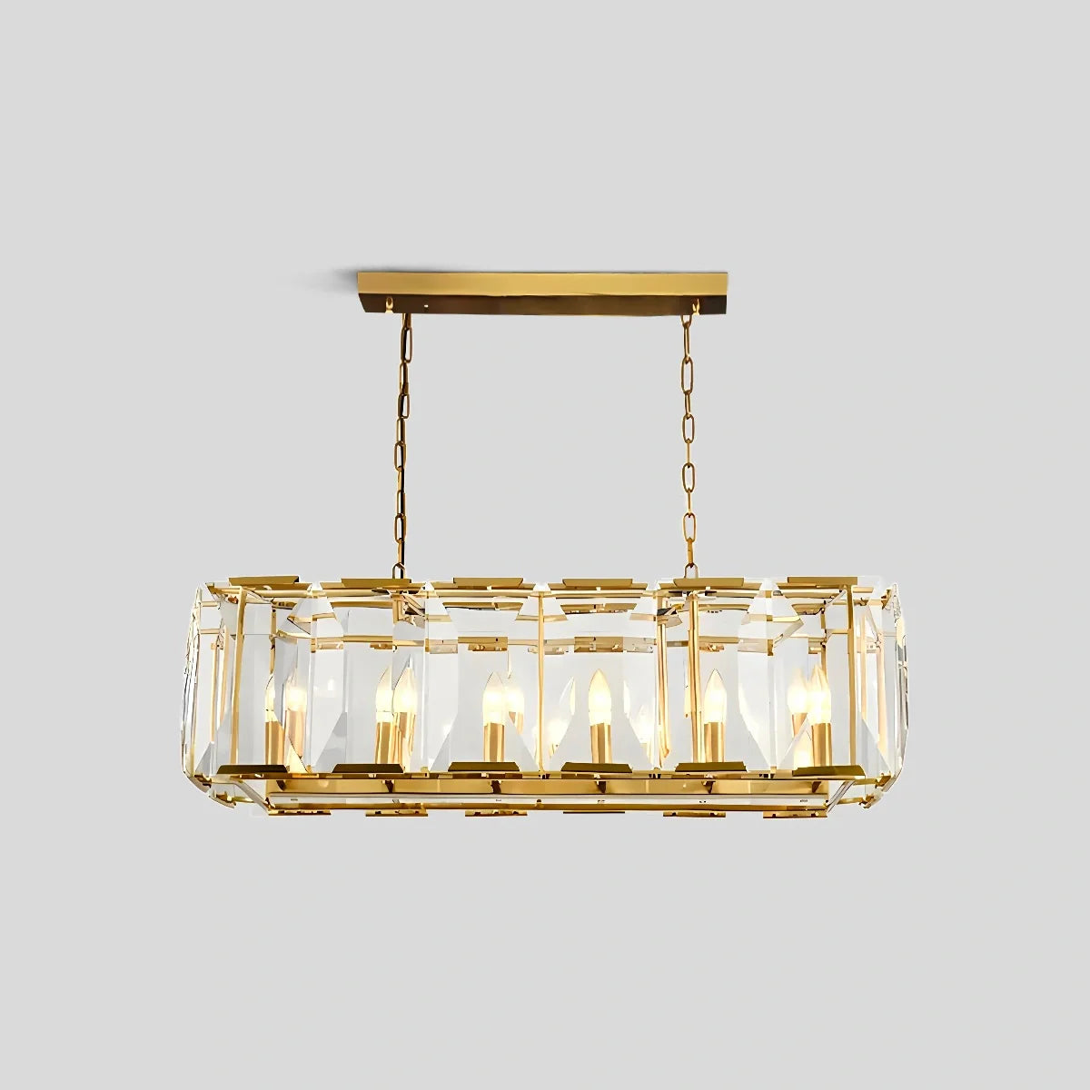 Rectangular Glass Chandelier - Modern LED Linear Lighting
