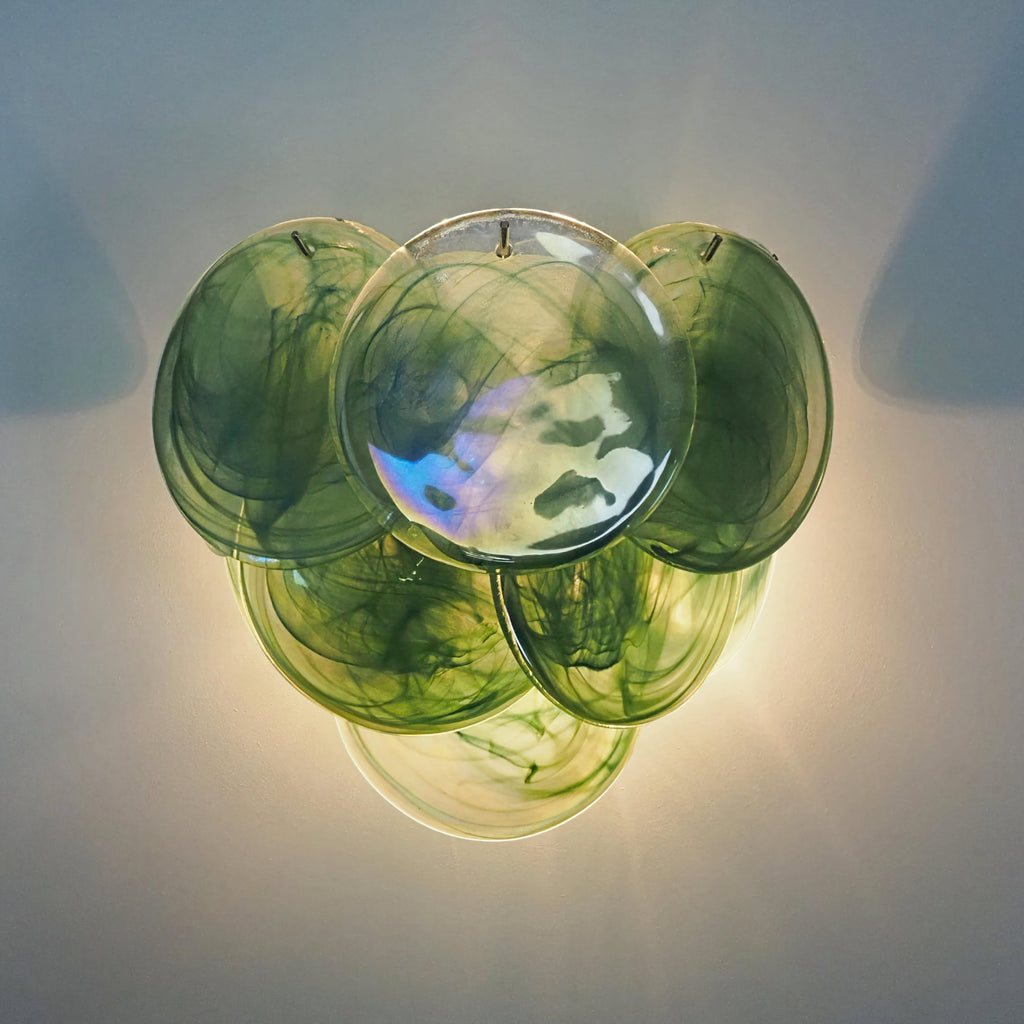 Green Vintage Murano Disc Wall Sconce