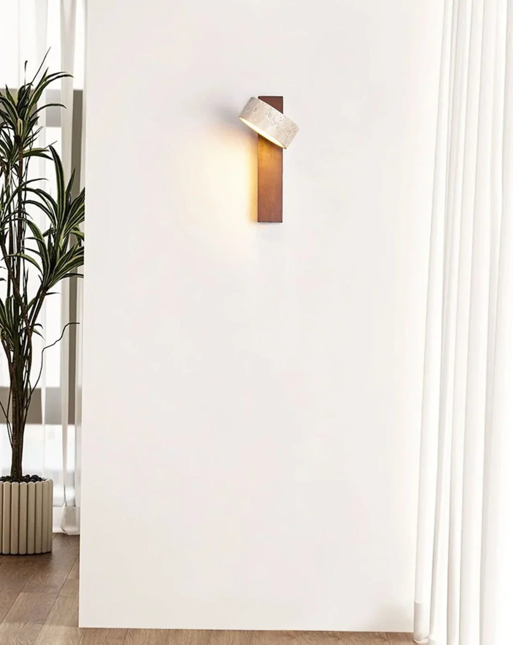 Grove Beam Travertine Wall Lamp