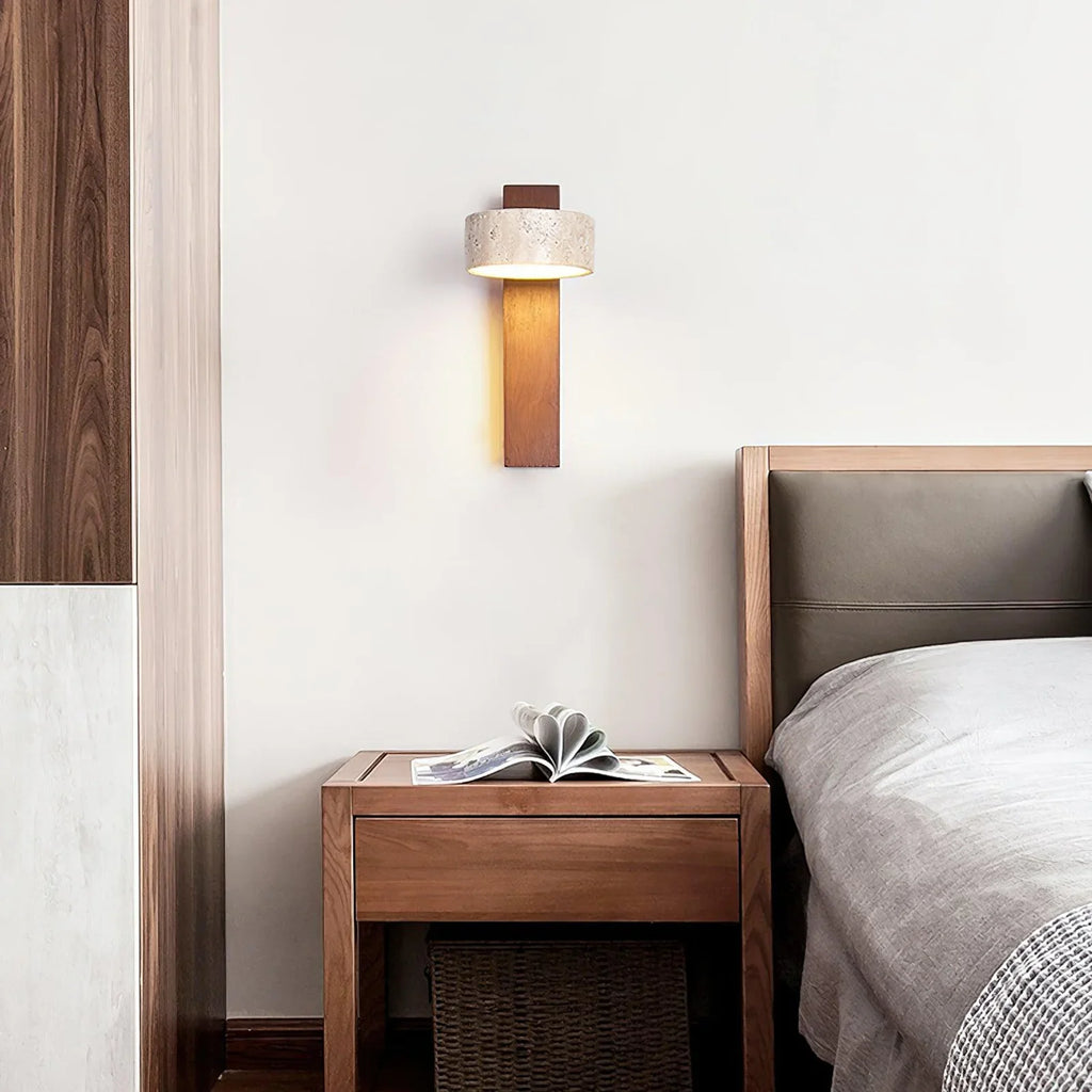 Grove Beam Travertine Wall Lamp