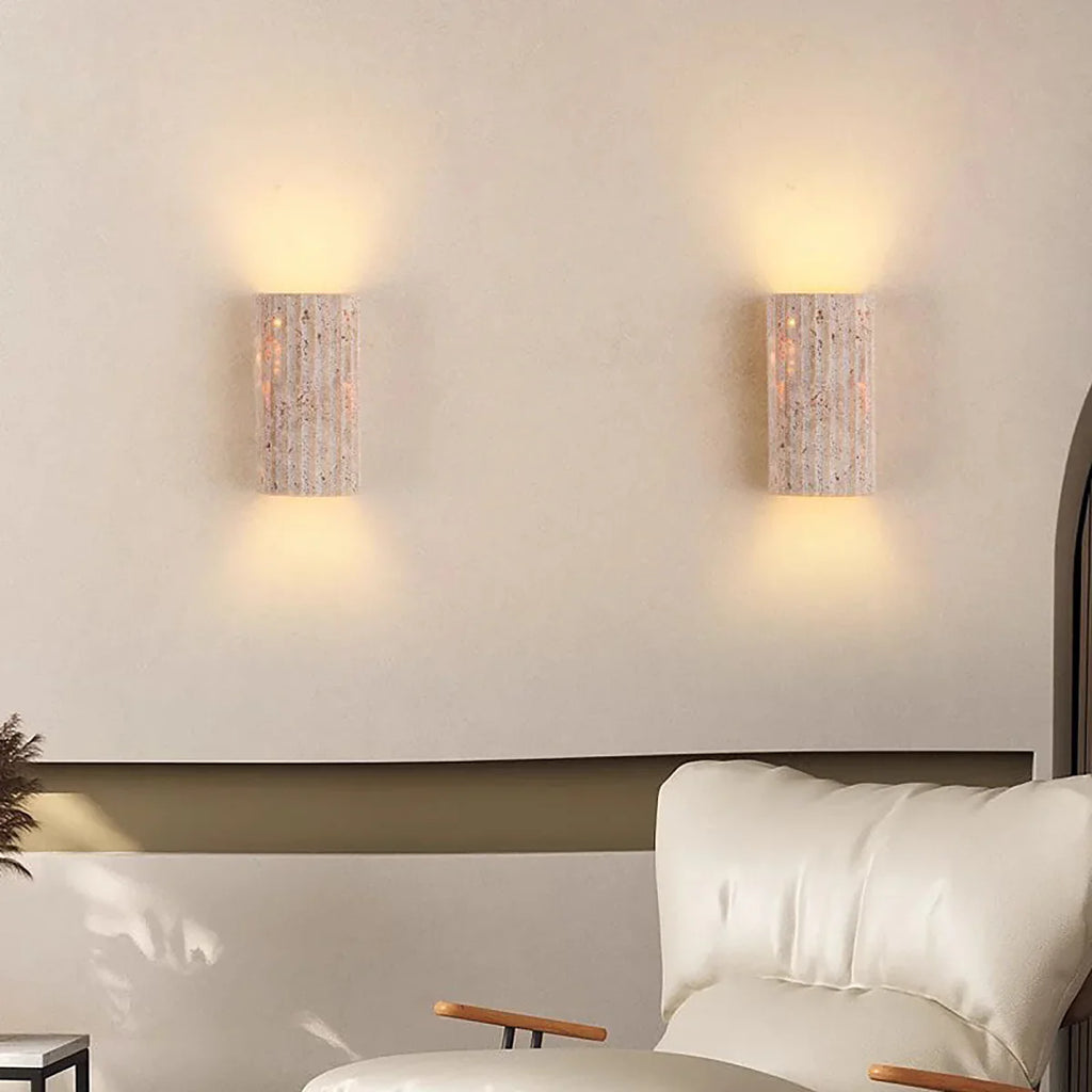 Half-Cylinder Travertine Wall Lamp