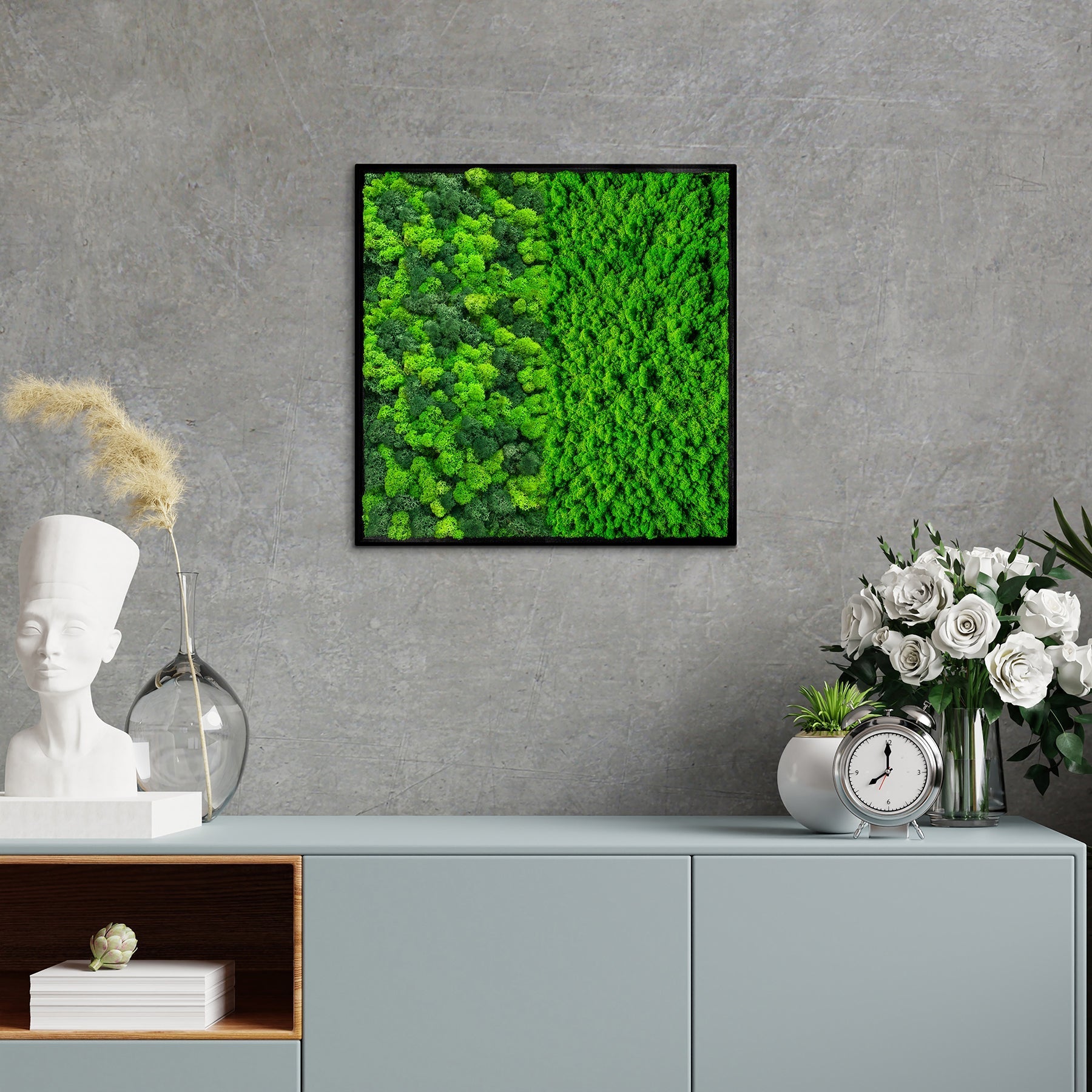 Preserved Moss Wall Art — Half Square Frame | Framed Botanical Décor