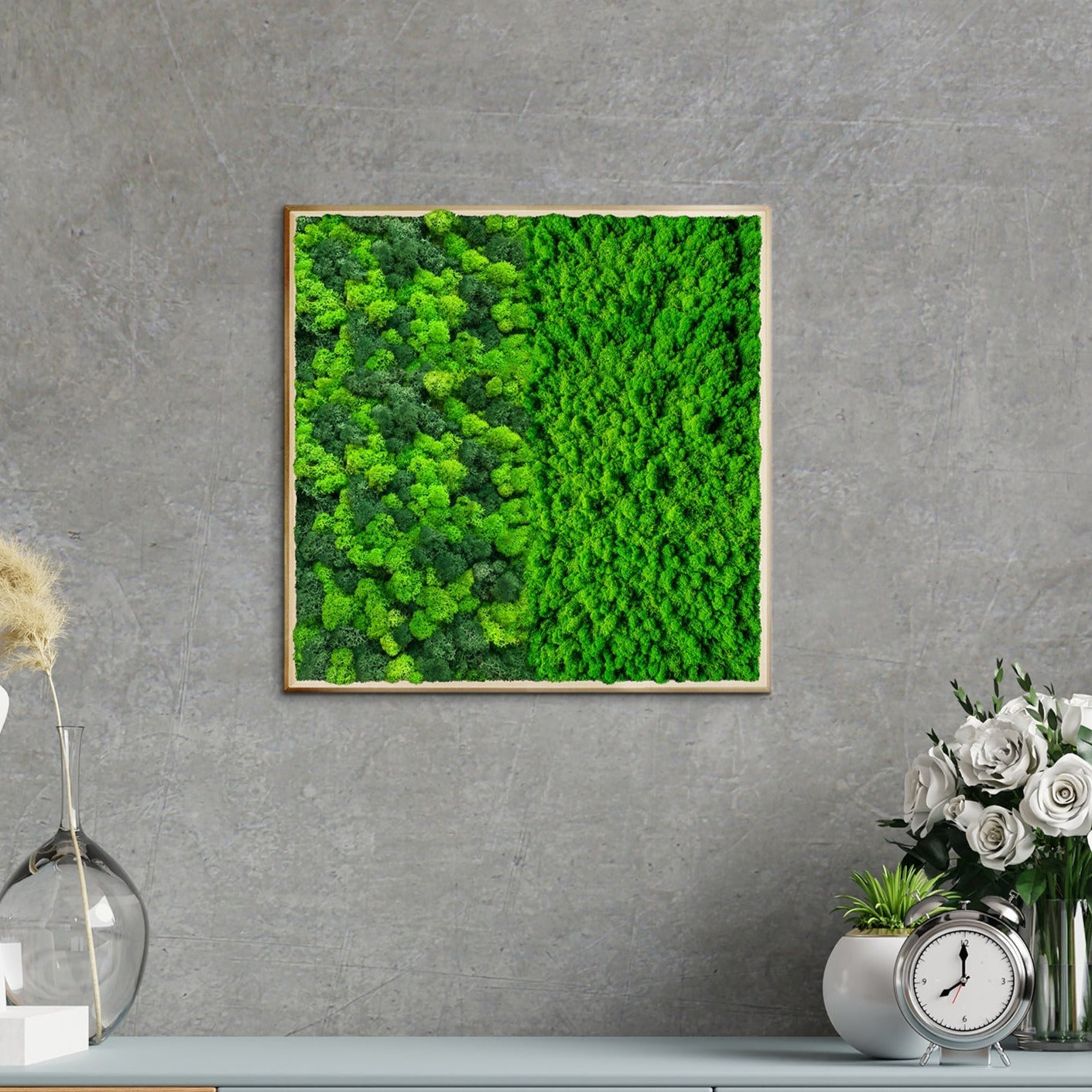 Preserved Moss Wall Art — Half Square Frame | Framed Botanical Décor