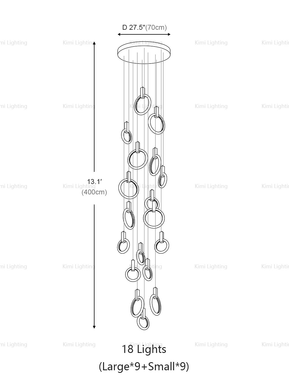 Halo Linear Suspension Staircase Pendant Light