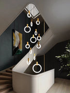 Halo Linear Suspension Staircase Pendant Light