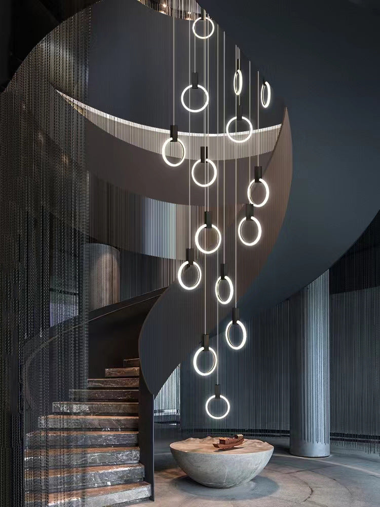 Halo Linear Suspension Staircase Pendant Light