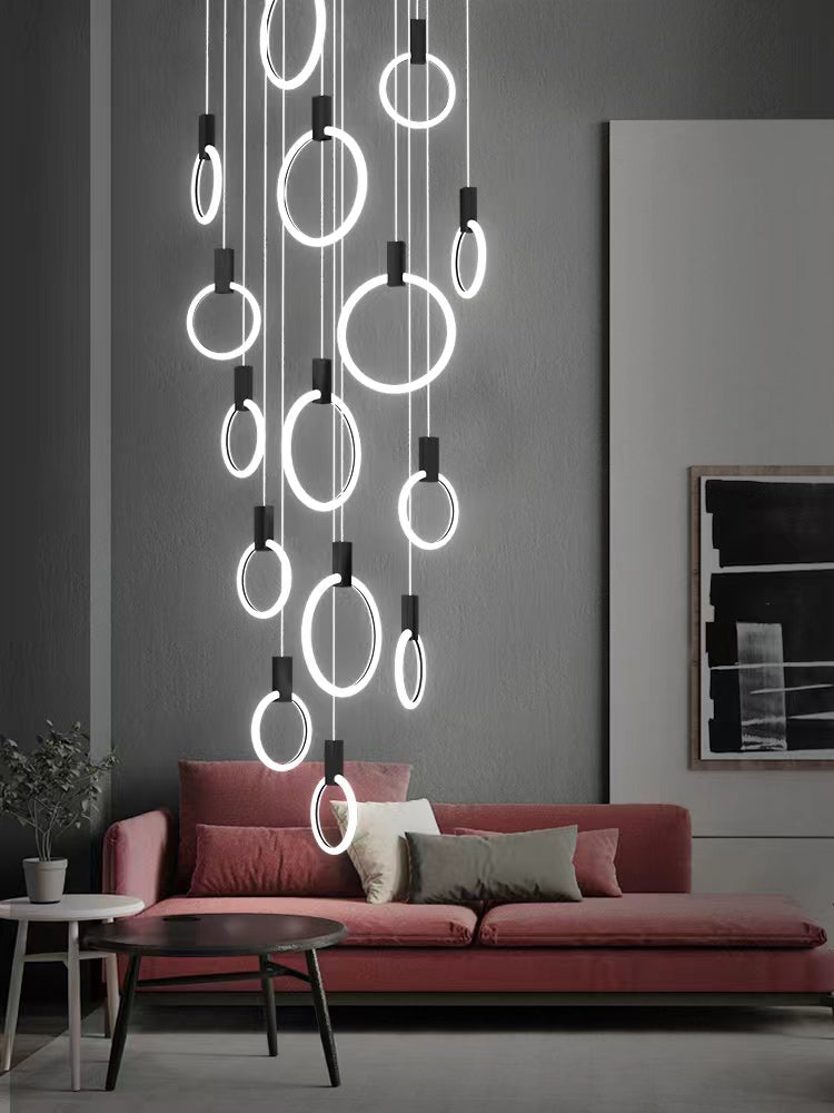 Halo Linear Suspension Staircase Pendant Light