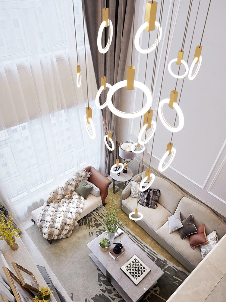 Halo Linear Suspension Staircase Pendant Light
