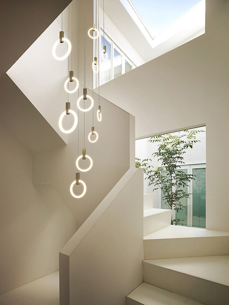 Halo Linear Suspension Staircase Pendant Light