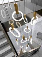 Halo Linear Suspension Staircase Pendant Light