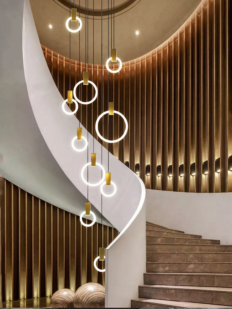 Halo Linear Suspension Staircase Pendant Light