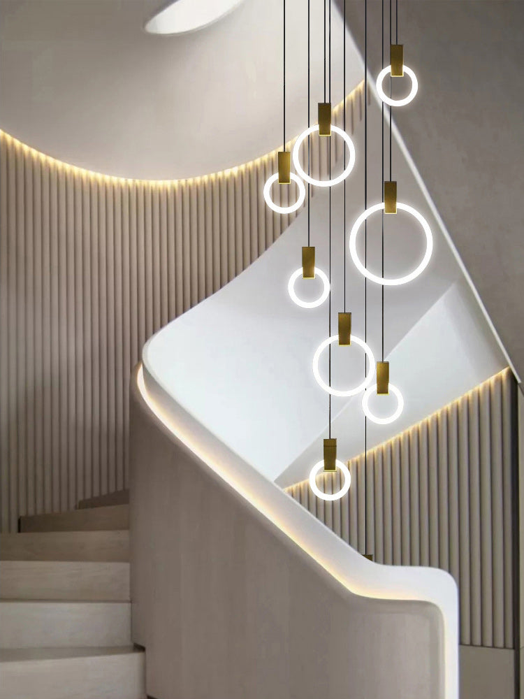 Halo Linear Suspension Staircase Pendant Light