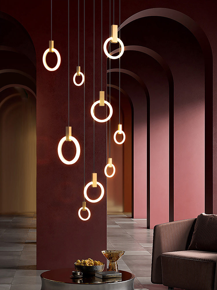 Halo Linear Suspension Staircase Pendant Light