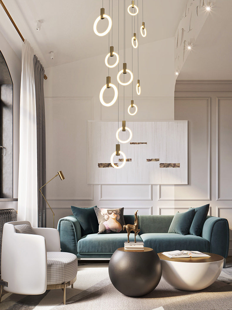 Halo Linear Suspension Staircase Pendant Light