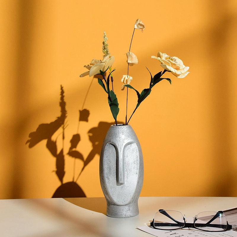 Ceramic Abstract Face Vase