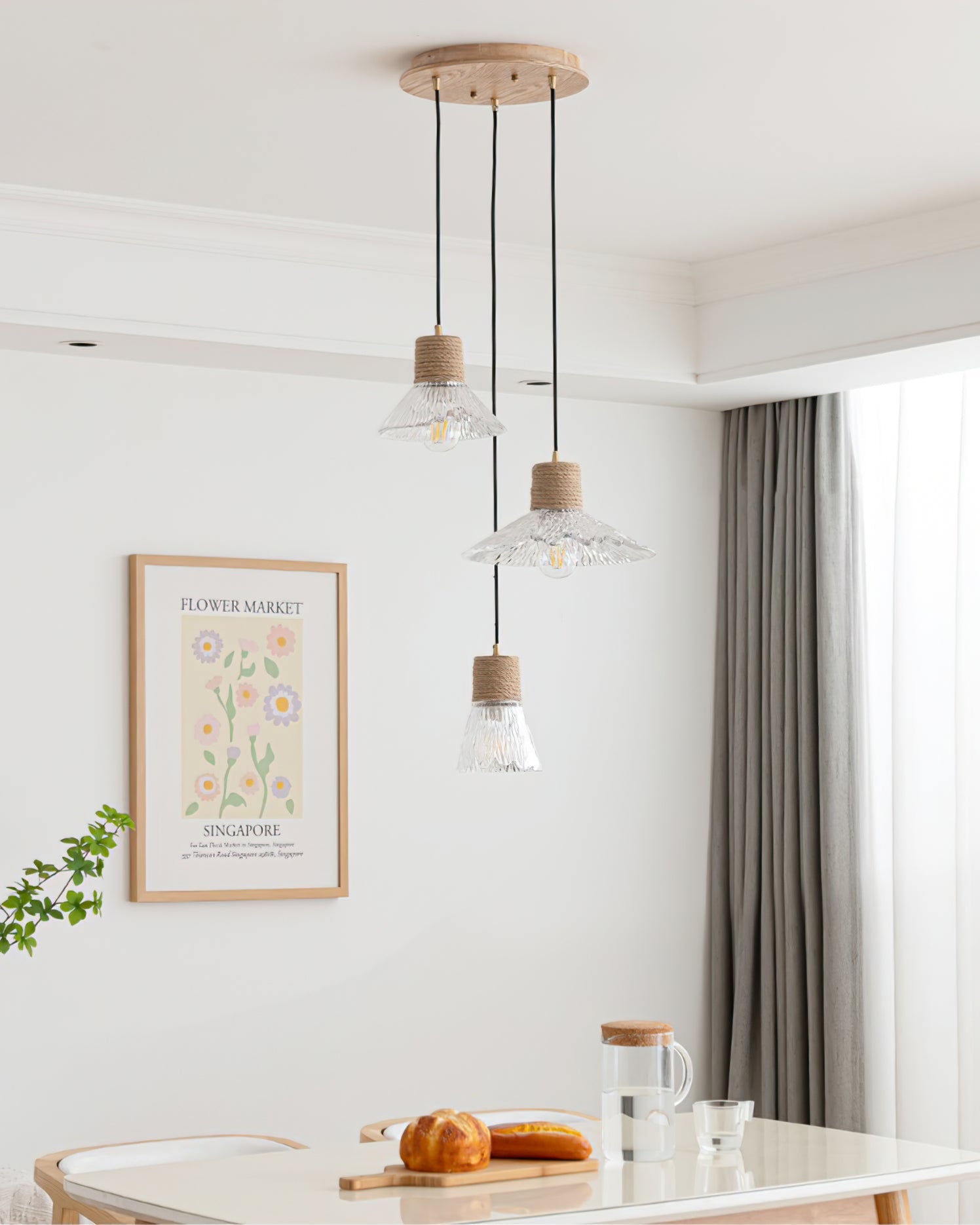 Hemp Rope Glass Pendant Lamp