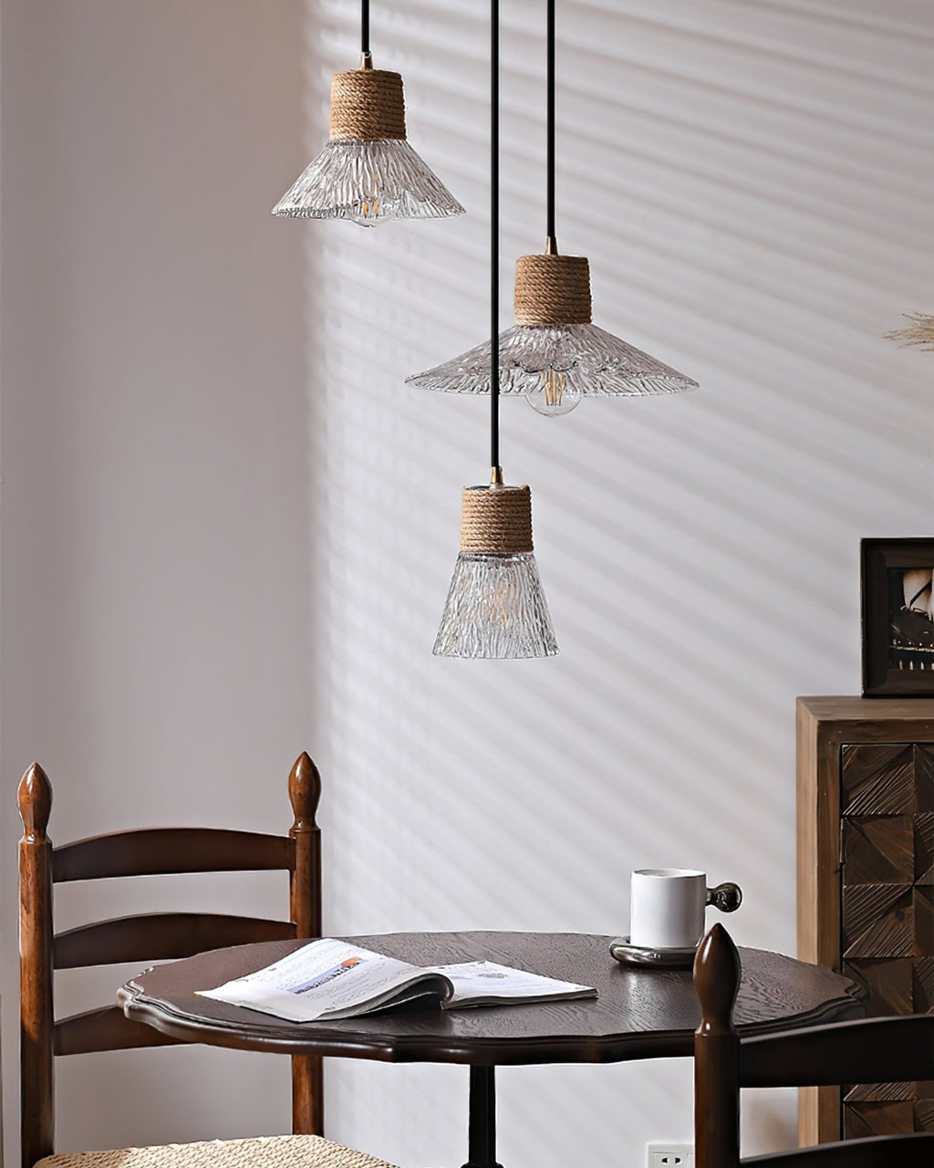 Hemp Rope Glass Pendant Lamp