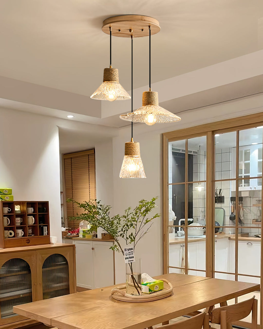 Hemp Rope Glass Pendant Lamp