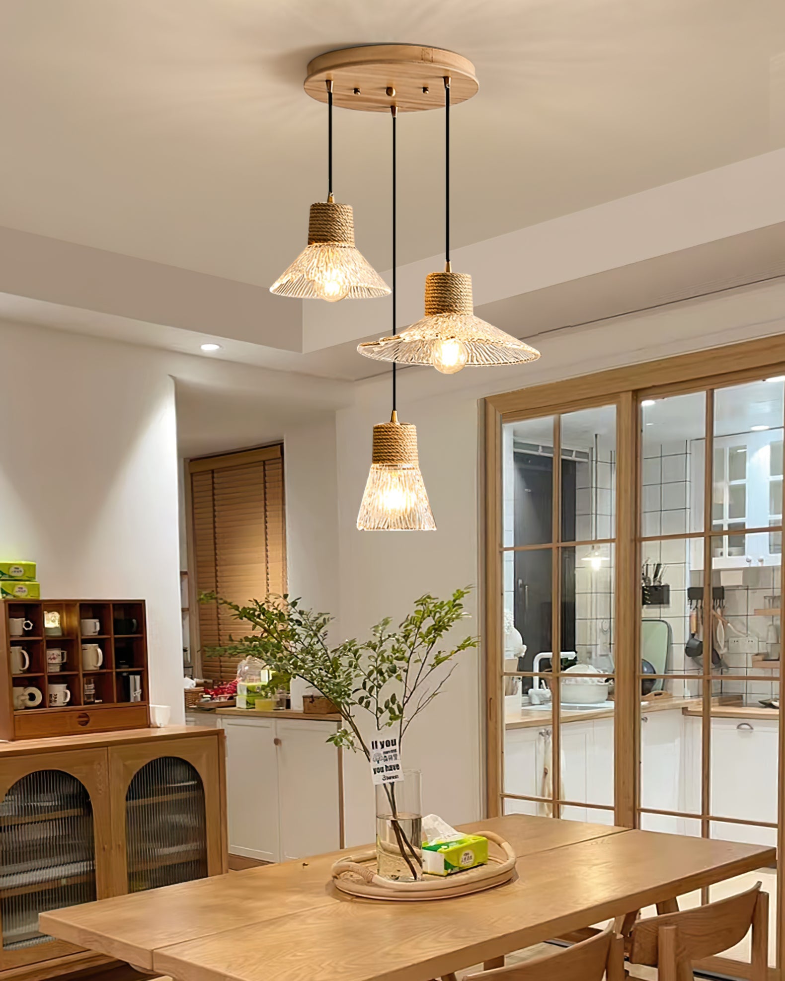 Hemp Rope Glass Pendant Lamp