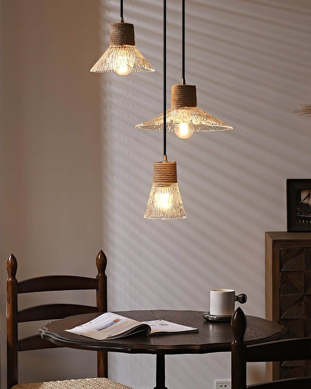 Hemp Rope Glass Pendant Lamp
