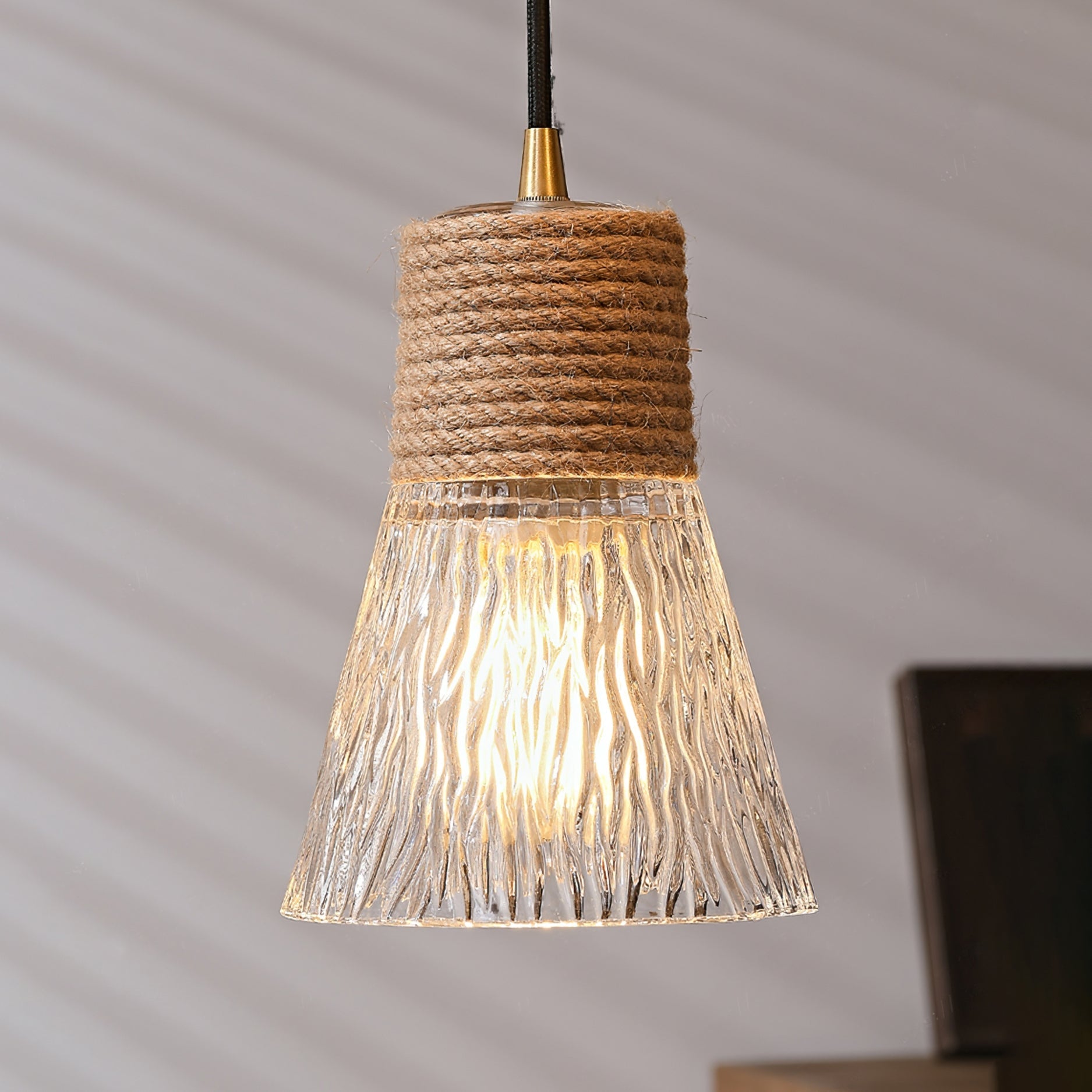 Hemp Rope Glass Pendant Lamp