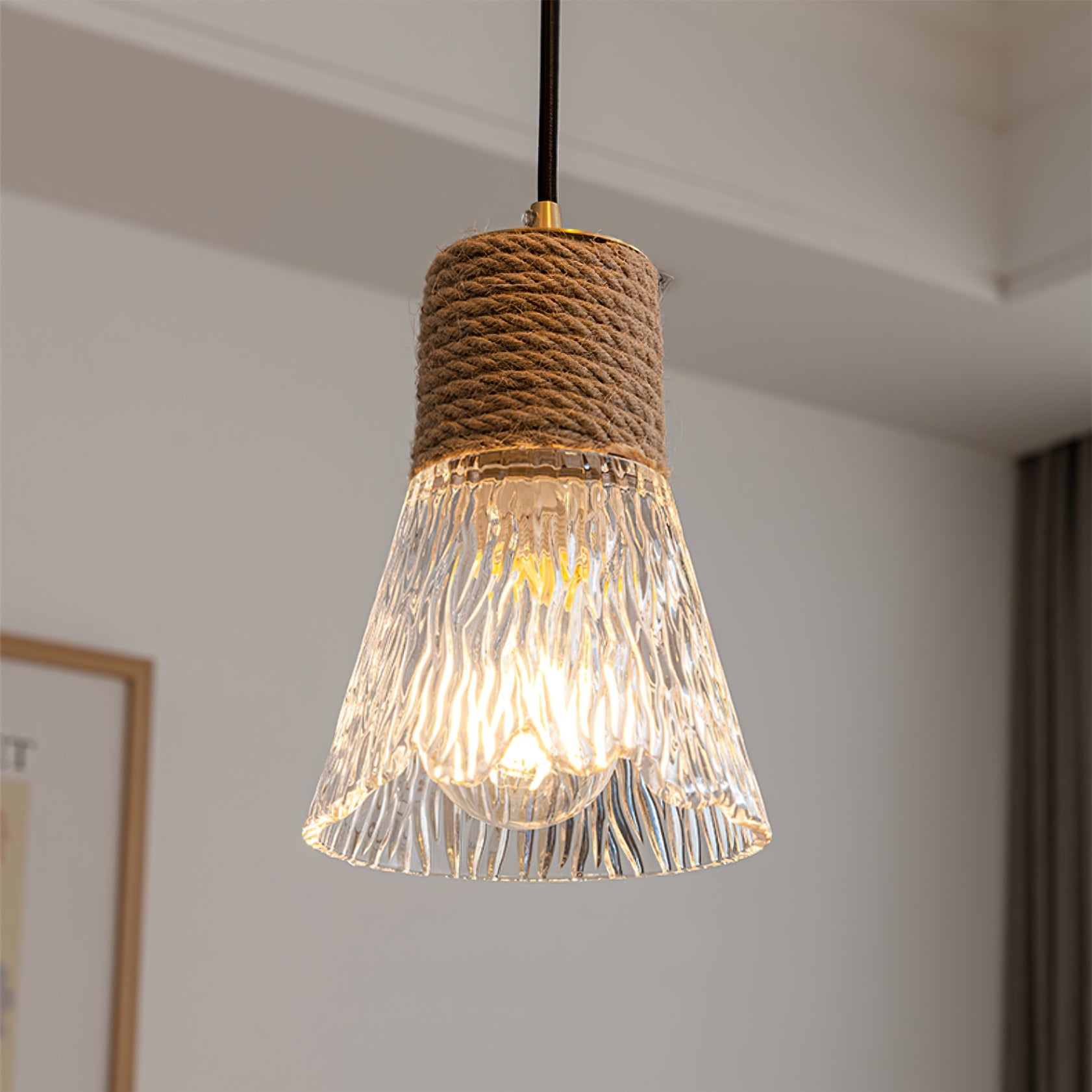 Hemp Rope Glass Pendant Lamp