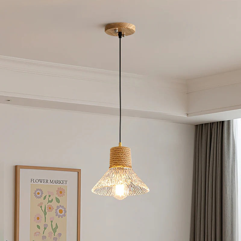 Hemp Rope Glass Pendant Lamp
