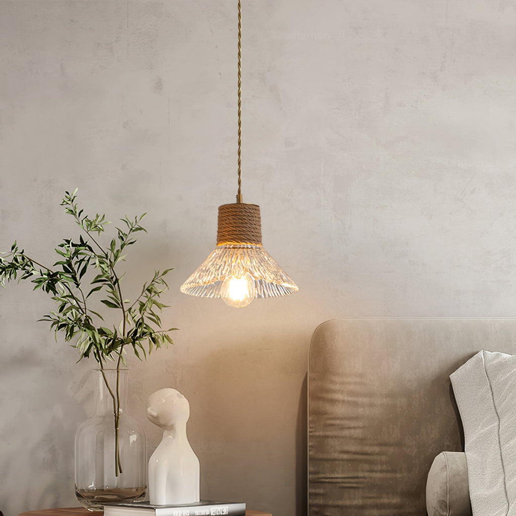 Hemp Rope Glass Pendant Lamp