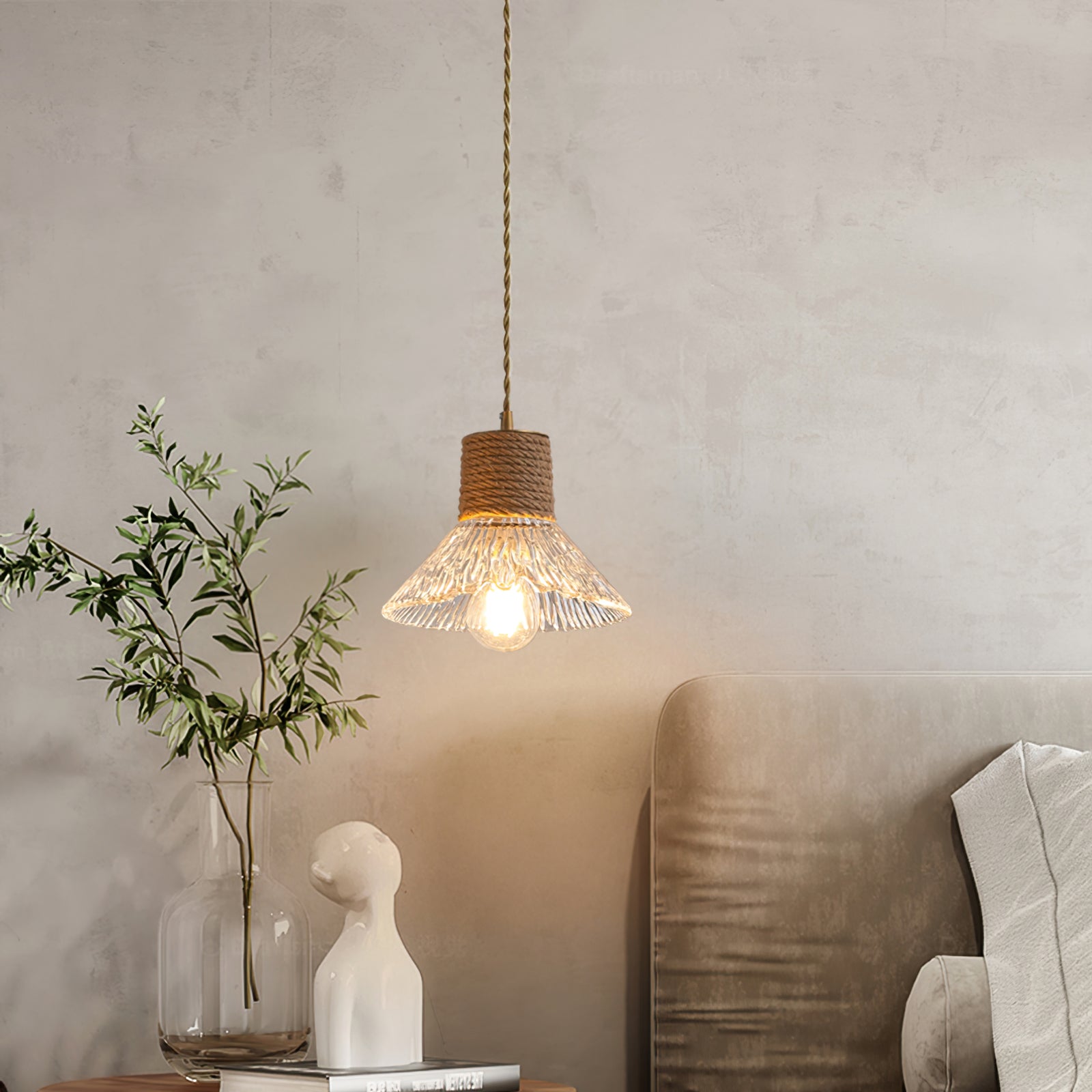 Hemp Rope Glass Pendant Lamp