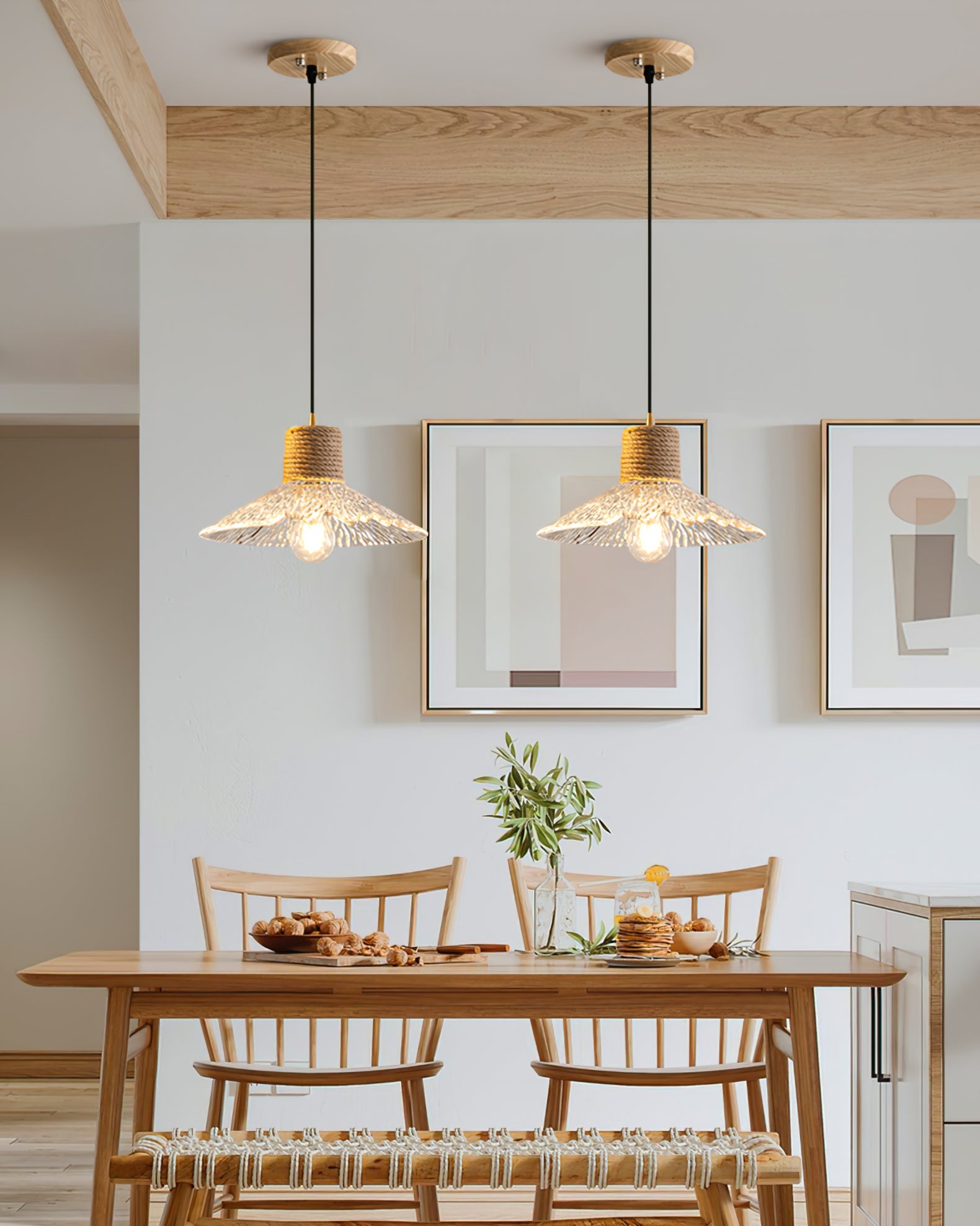 Hemp Rope Glass Pendant Lamp