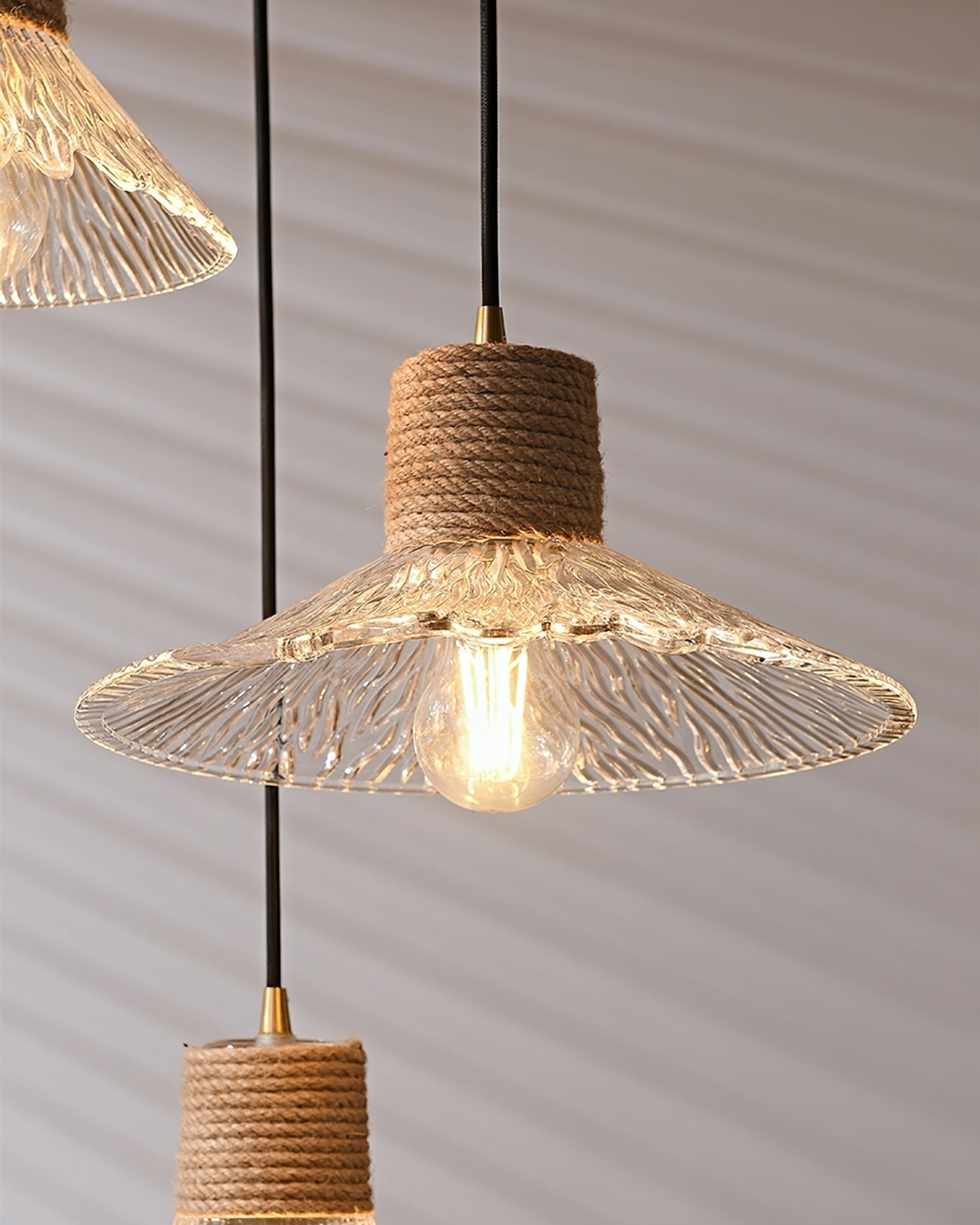 Hemp Rope Glass Pendant Lamp