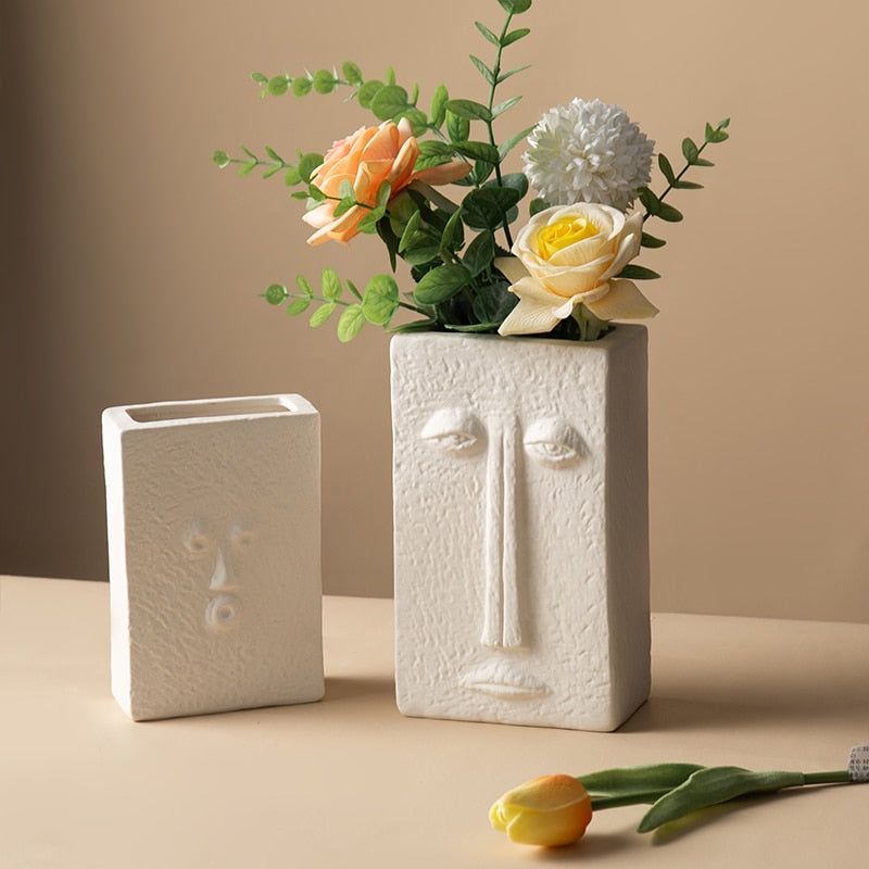 Ceramic Abstract Face Vase