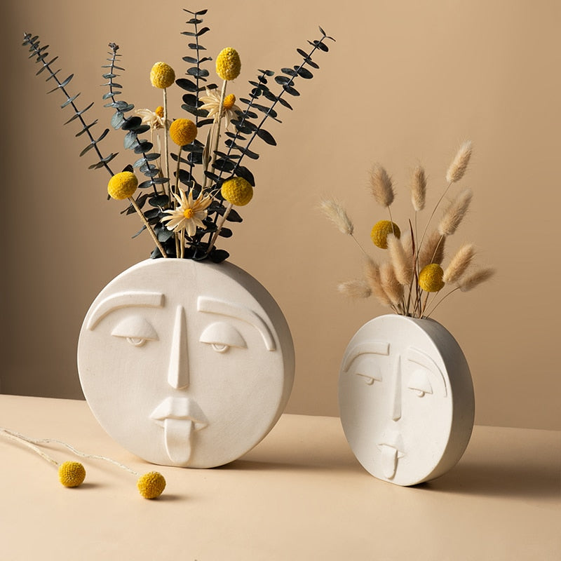 Ceramic Abstract Face Vase