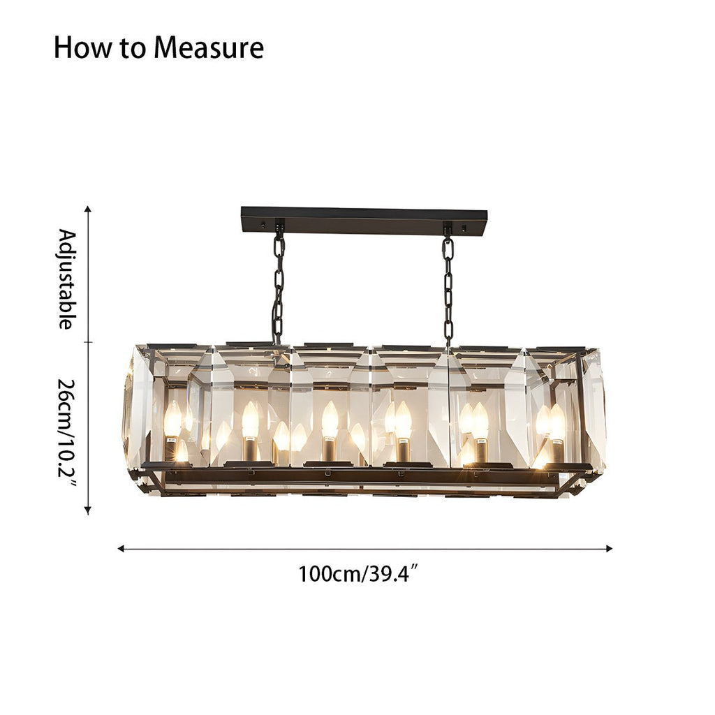 Rectangular Glass Chandelier - Modern LED Linear Lighting