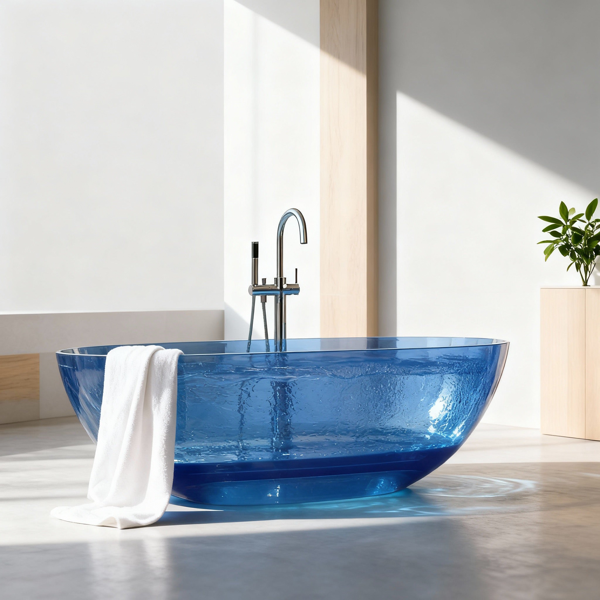 64 inch freestanding solid surface soaking bathtub for bathroom