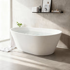 67'' Acrylic Freestanding Bathtub,Deep Soaking Bathtub, Glossy White, Chrome overflow and anti clogging drain, cUPC Certified