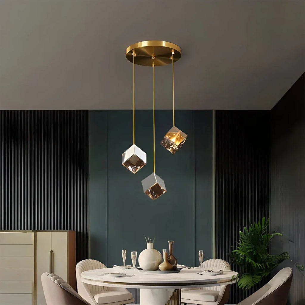 Ice Cube Textured Glass Chandelier