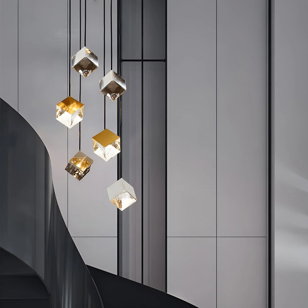 Ice Cube Textured Glass Chandelier