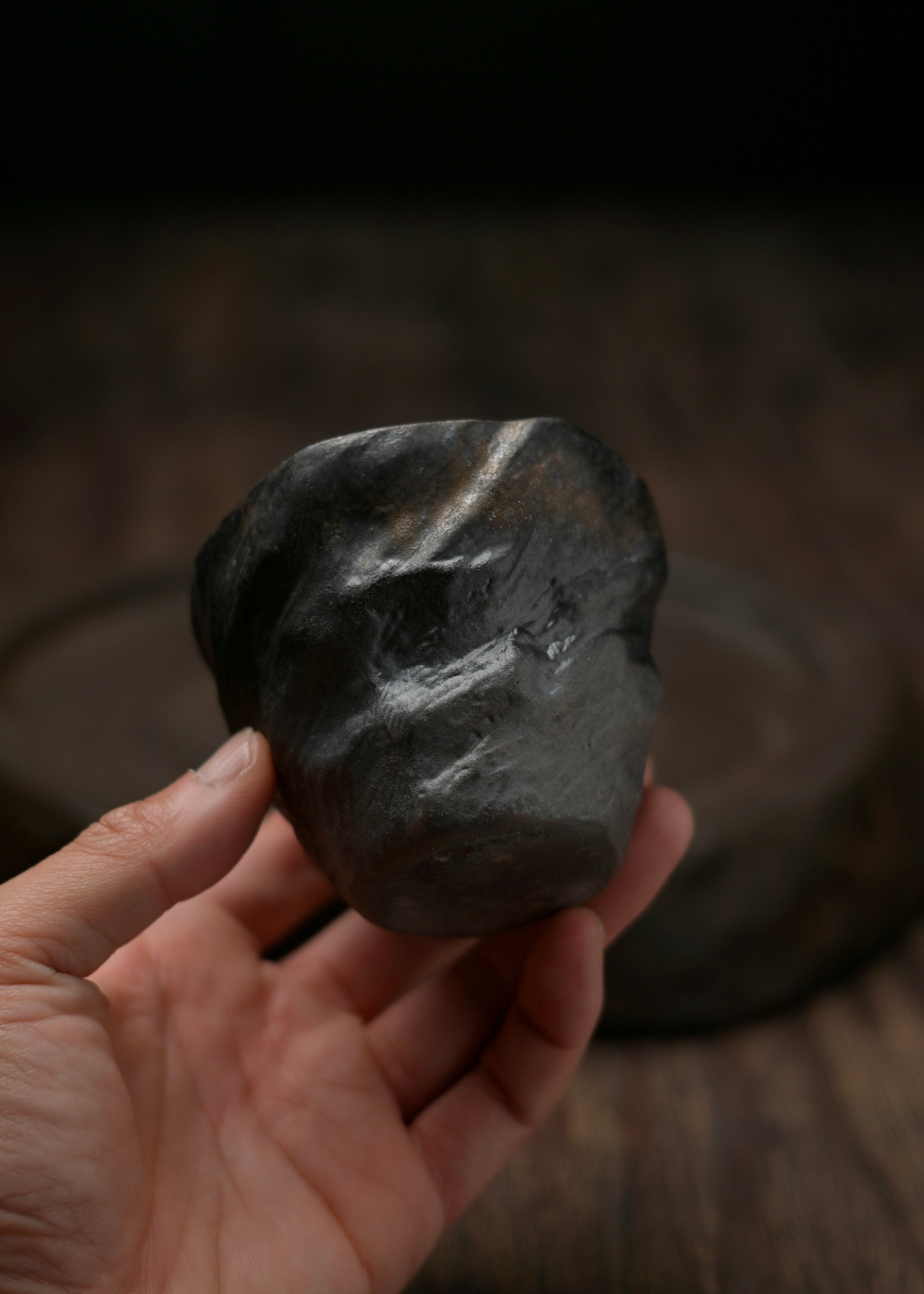 Wabi-Sabi Wood-Fired Coarse Clay Tea Cup – 120ml Wide-Mouth, Natural Ash Glaze & Cracks