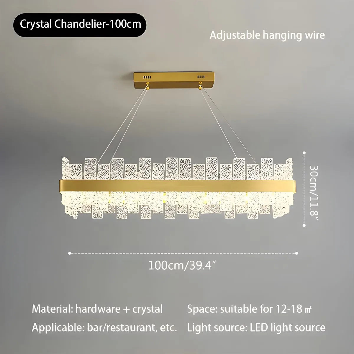 Modern Frosted Glass Crystal Chandelier